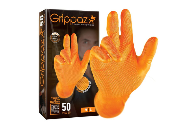 Gants d'atelier orange Nitrile haute résistance - Boîte de 25 paires - T8 (M)