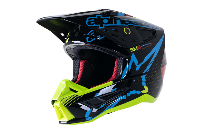 MX Helm Alpinestars SM5 Action schwarz/türkis/neon gelb