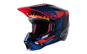 MX Helm Alpinestars SM5 Solar Flare schwarz/blau/neon rot 