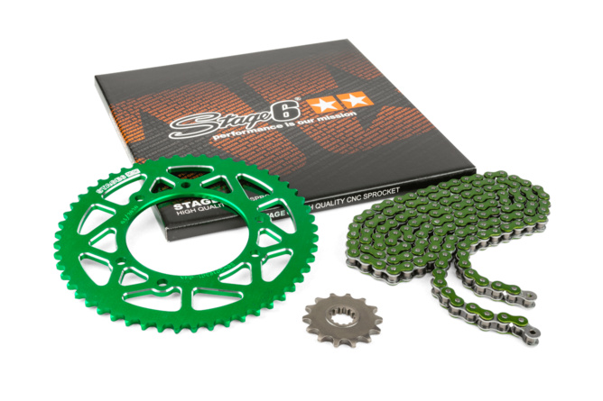 Chain Kit 14x53 - 420 Stage6 aluminium CNC green Rieju MRT