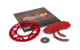 Set de Cadena 13x53 - 420 Stage6 Aluminio CNC Rojo Aprilia SX 50