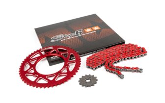 Chain Kit 13x53 - 420 Stage6 aluminium CNC red Derbi Senda X-treme