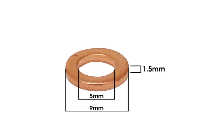 Rondelles / Joints cuivre M5x9x1,50mm (20 pieces)