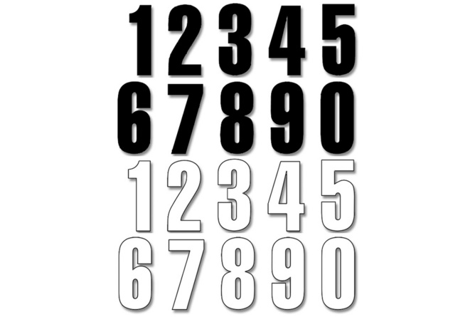 Number Sticker x3 Blackbird #6 16X7.5cm white