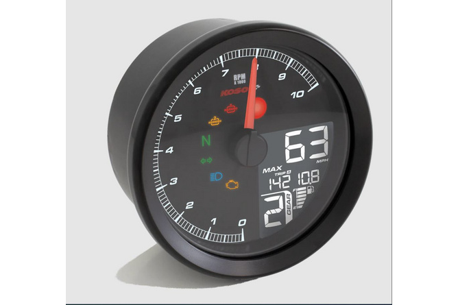 Speedometer / Tachometer Koso TNT-04 black max. 10000 rpm / 360km/h