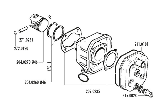 Zylinder Kit d.46mm Polini Honda Camino LC