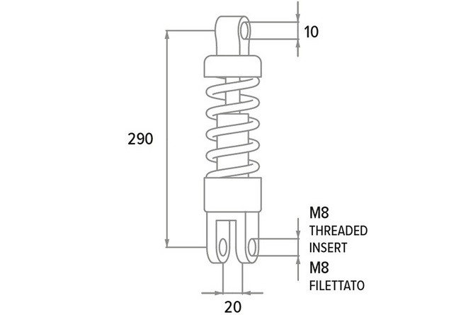 Stoßdämpfer hinten 290mm Polini MBK / Peugeot Mofa