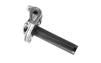 Kurzhub-Gasgriff Voca Bestia CNC 90º Alu Silber