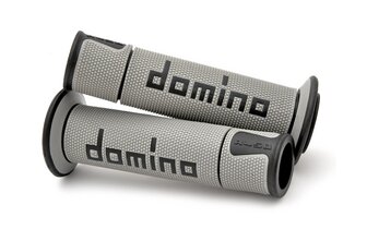 Poign&eacute;es moto Domino A450 extr&eacute;mit&eacute; ouverte gris / noir